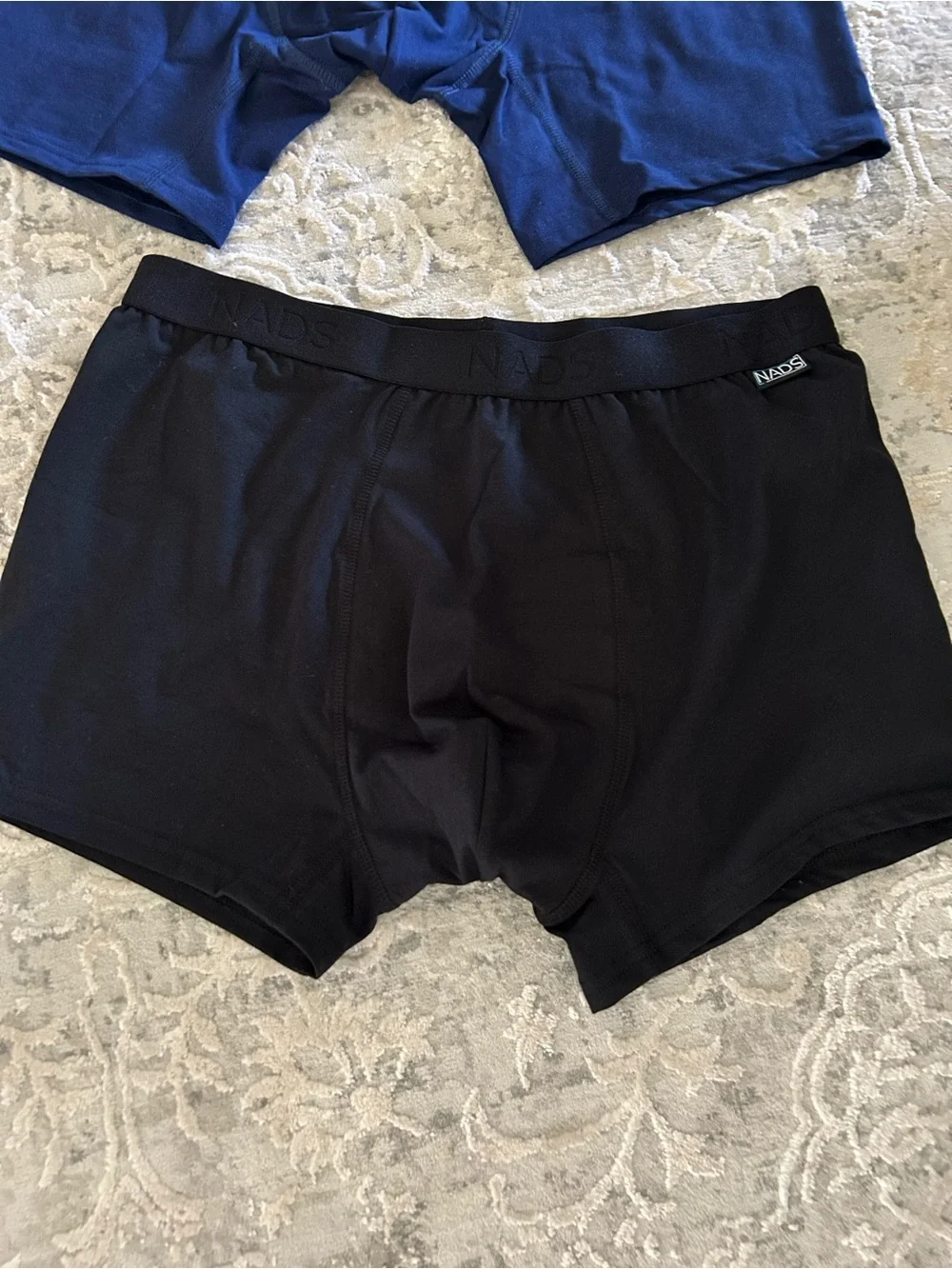 NWOT NADS 2 pair Black and Blue 100% Certified Organic Boxer Briefs XL